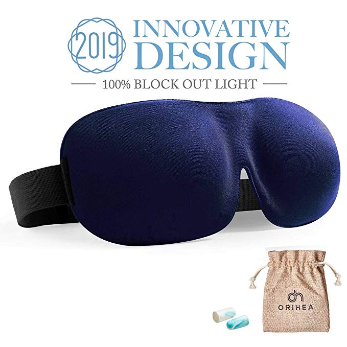 Sleep Mask for Woman, Eye Mask for Sleeping, Patented Design 100% Blackout Eye Cover, 3D Contoured Comfortable Sleeping Mask & Blindfold, Great for Travel/Nap/Night's Sleeping-Blue