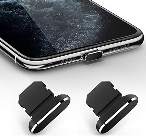 TITACUTE 2 Pack Anti Dust Plugs for iPhone 11, iPhone 11 Pro Max Dust Cover 8 Pin Dust Plug with Mini Storage Box iPhone Charging Port Plugs Compatible with iPhone 11 Pro/XS Max/XR/ 8 Plus Black