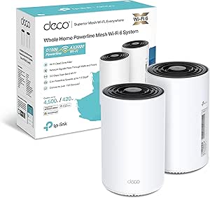 TP-Link Deco PX50 (2-Pack) - Sistema WiFi 6 AI Mesh PLC, AX3000 G1500 Doble Banda 2.4 GHz/5 GHz, Cobertura hasta 400 m2,Conecta hasta 150 Dispositivos, 3X Puertos GigabIt por Unidad,MU-MIMO