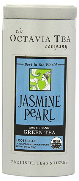 Octavia Tea Jasmine Pearl (Organic Green Tea) Loose Tea, 2.65 -Ounce Tin