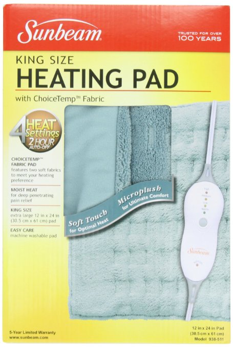 Sunbeam 938-511 Microplush King Size Heating Pad with LED Controller