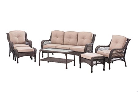 Sunjoy D-DN1586SST 6 Piece Adam Deep Seating Set, Brown