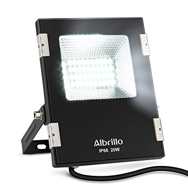 Albrillo 20W LED Flood Light Outdoor 200W Halogen Bulb Equivalent, IP66 Waterproof Outdoor Floodlights, 1600lm, 6000K Daylight White Security Light