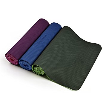 WinMax Anti-slip Eco-Friendly 6mm 1/4 inch TPE Fitness Yoga Mat with Carrying Strap
