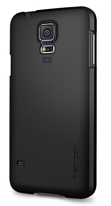 Galaxy S5 Case, Spigen® [ HD Screen Film] Samsung Galaxy S5 Case Slim [Ultra Fit] [Smooth Black] Full HD *Japanese* Screen Protector   Premium Matte Hard Case for Galaxy SV Galaxy S V - ECO-Friendly Packaging - Smooth Black (SGP10731)