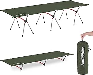 Naturehike ArmyWild Folding Camping Cot, Height Adjustable Ultralight Backpacking Cot, Portable Camping Bed for Camping Hiking Travel Home