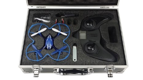 Hubsan H107L Blue Bundle with Case, Prop Guard, and extra battery