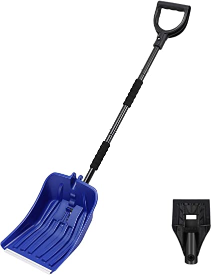 CLISPEED Snow Shovel Set 2-in-1 Snow Shovel with Ice Scraper for Car Truck Camping and Other Outdoor Activities (Blue)