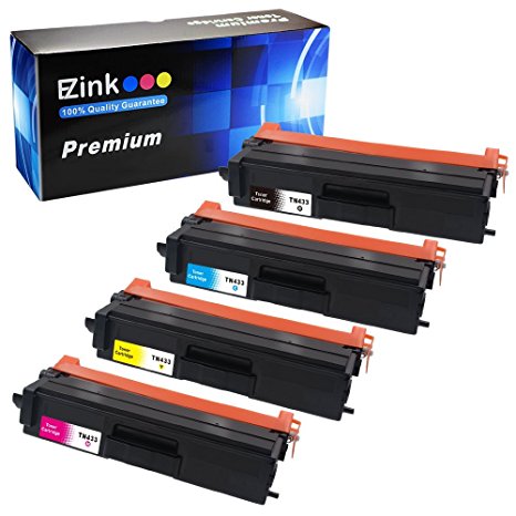 E-Z Ink (TM) Compatible Toner Cartridge Replacement For Brother TN-433 TN433 TN 433 TN431 (1 Black, 1 Cyan, 1 Magenta, 1 Yellow) 4 Pack for use with HL-L8260CDW HL-L8360CDW HL-L8360CDWT MFC-L8900CDW