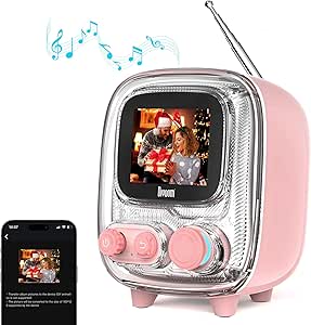 Divoom Tiivoo-2 Retro Bluetooth Speaker with FM Radio,Pixel Art Portable Mini Cute Wireless Small Speaker,Vintage Decor Suitble for Party Office Desk Home Bedroom Kitchen,Pink