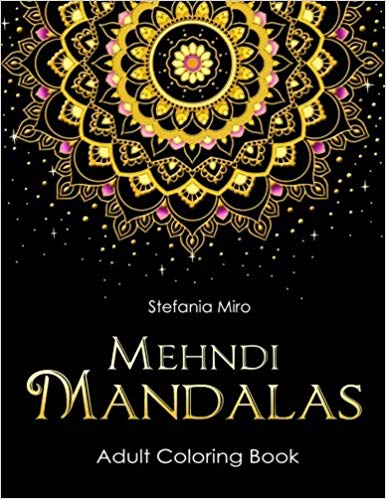 Mehndi Mandalas Adult Coloring Book: Black Background