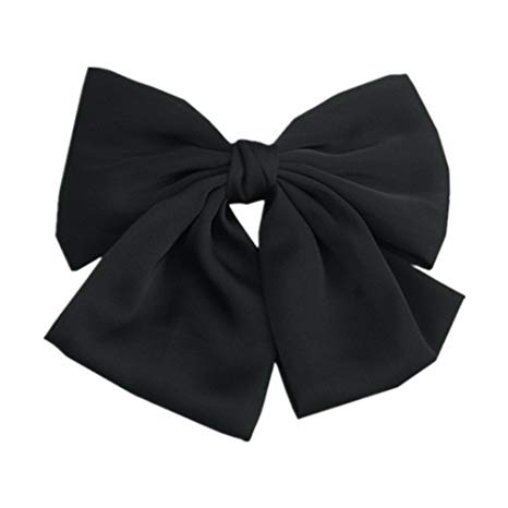 Black Color Satin Large Bow Hair Clips Clips Women Barrettes