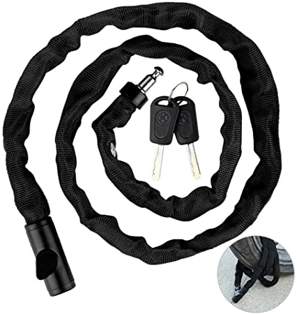 Allnice Bike Lock, 5 Ft Extra Long Chain Lock Heavy Duty Anti-Theft Bicycle Lock Bike Chain Lock with 2 Keys, Great for Bicycle, Motobike, Gate, Sports Equipments and More