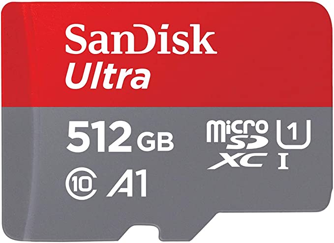 SanDisk 512GB Ultra microSDXC card   SD adapter up to 150 MB/s with A1 App Performance UHS-I Class 10 U1