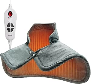 Heating Pad for Neck Shoulders and Back Pain Relief, GiveBest Portable Weighted Heating Pad for Cramps, Leg and Foot, 6 Heat Settings, Adjustable Buttons, Christmas Gifts for Women Mom Men Dad