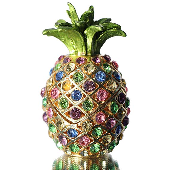 Waltz&F Pineapple Hinged Trinket Box for Gifts Hand-Painted Patterns Trinket Bejeweled Box Collectible