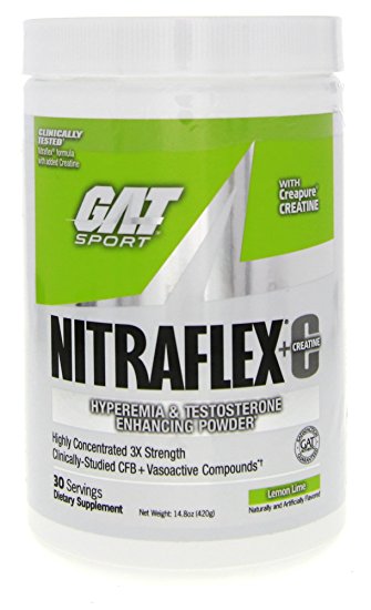 GAT Nitraflex   C Creatine Lemon Lime Preworkout Supplement 30 Servings, 14.8 Ounce