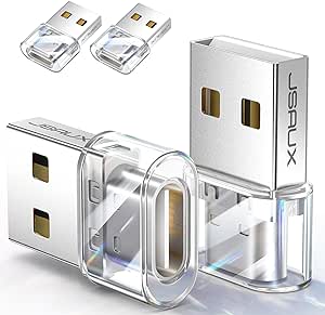 JSAUX USB to USB-C Adapter (4-Pack) 3.1A Fast Charging, USB Type-C Female to USB-A Male Converter for Apple Watch 9 8 7 iWatch, iPhone 15 14 13 Pro Max, Samsung Galaxy S24 S23 S22, iPad Air-Crystal