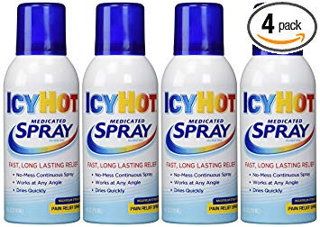 Icy Hot Medicated Spray 3.7-Ounce Aerosol (Pack of 4) Temporarily Relieves Minor Pain Associated with Arthritis, Simple Backache, Muscle Strains, Sprains, Bruises, and Cramps