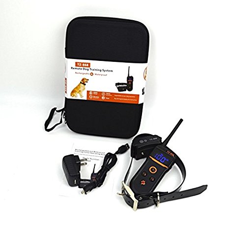 Remote Training Dog Collar Effective Training for your Dog Rechargeable Waterproof Training Collar with Tone, Vibration or Static Shock 800 Meter Range TZ-868 by Waggin Tails Co
