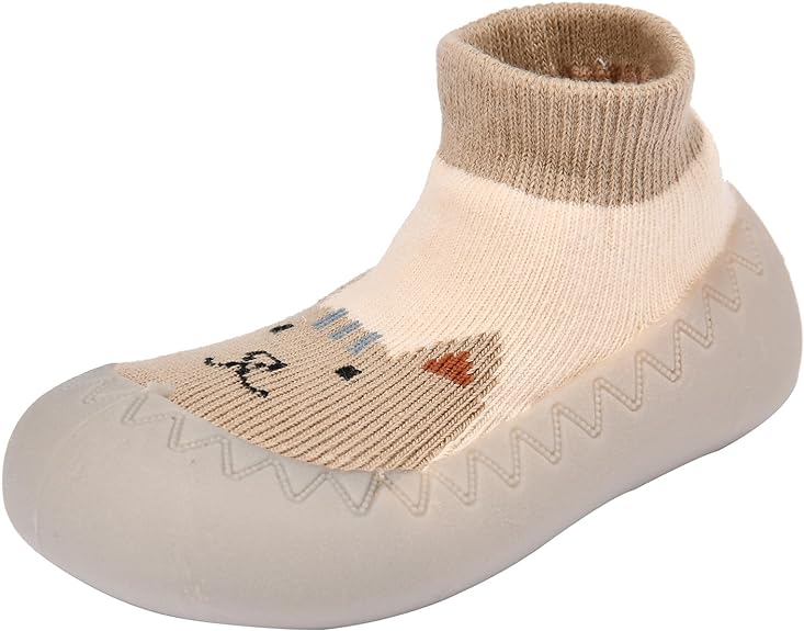 Exemaba Baby Anti-Slip Sock Shoes Cute Toddlers First Walking Shoes Infant Slipper for Boys Girls