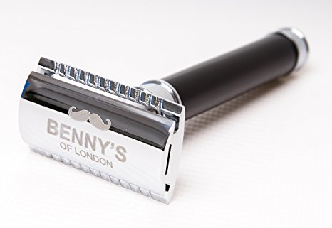 Double Edge Safety Razor Set - SALE NOW ON - for Men by Benny's of London - No Blades Are Included - Starter Kit Including Heavy Weight Luxury Shave Razor and Cleaning Cloth with Case - Safety Razor Mens Gift Set for the Best Shaving Experience