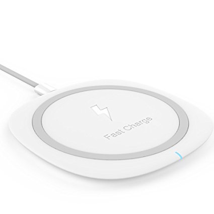 QI Wireless Charger, Aiken Fast Wireless Charging Pad for Galaxy S8/S8 /S7/S7 Edge/S6/S6 Edge /Note 5, Standard Charge for iPhone X, iPhone 8/8 , Nexus 4/5/6/7 & More Qi-enabled (10W Fast-White)