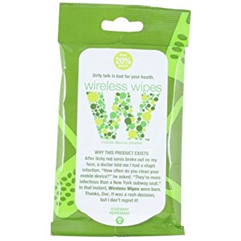 Wireless Wipes Cell Phone Wipes - Rosemary Peppermint Scented