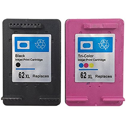 YDINK 2PACK ( 1Black & 1Tri-Color ) High Yield Remanufactured Ink Cartridge Replacement for HP 62XL HP62XL Use for ENVY 5643 ENVY 5642 ENVY 5660 ENVY 7640 OfficeJet 5740 OfficeJet 5745