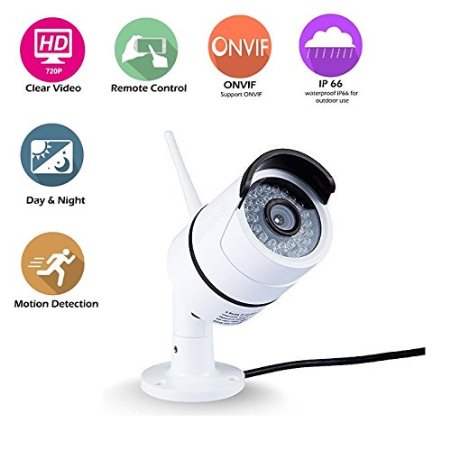 KUCAM Outdoor 720P WiFi Wireless IP Security Bullet Camera IP66 Weatherproof with Night Vision and Motion DetectionA-720P