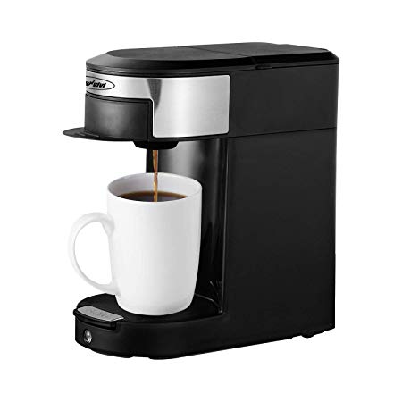 Single Serve Coffee Pod Brewer, 1 Cup Hospitality Coffeemaker, One-touch Control Button with Illumination, Black/Silver