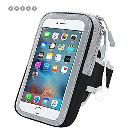 Sport Armbands, Bomxy Waterproof Outdoor Adjustable Cell Phone Bag Key Holder for iPhone 7 plus 6plus 6s plus ,Samsung Galaxy Note 5 4 3 Note Edge S5 S6 S7 Edge Plus (Black)