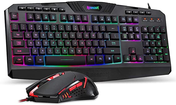 Redragon S101 VAJRA USB Gaming Keyboard, CENTROPHORUS USB Gaming Mouse, Keyboard Set QWERTY layout