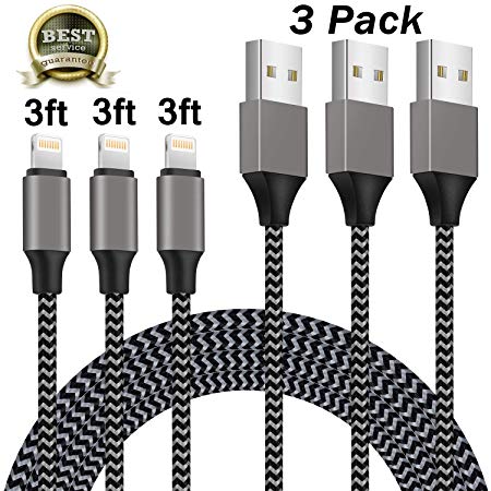 iPhone Charger,Lightning Cable 3Pack 3FT iPhone Charging Cable Cord Compatible with iPhone X 8 8Plus 7 7Plus 6s 6sPlus 6 6Plus SE 5 5s 5c iPad iPod & More