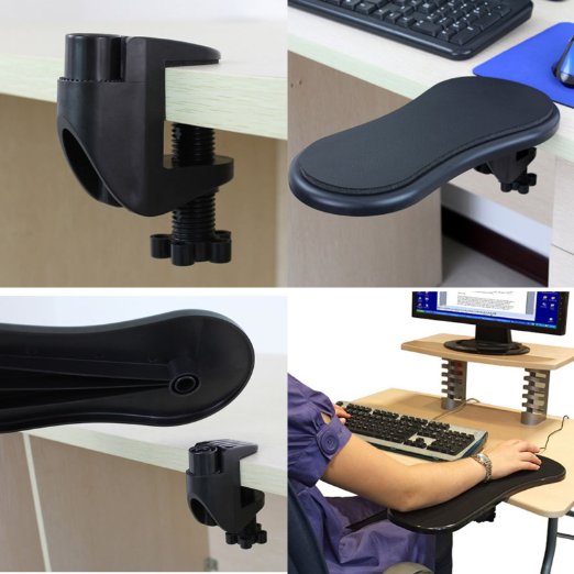 PDXSun Desk Attachable HomeampOffice Computer Arm Support Black Color Mouse Pad Arm Wrist by PDXSun