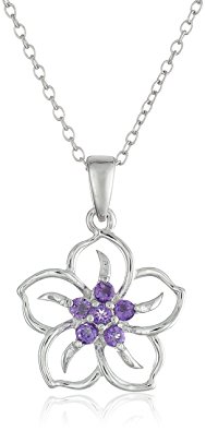 Sterling Silver Gemstone Flower Pendant Necklace