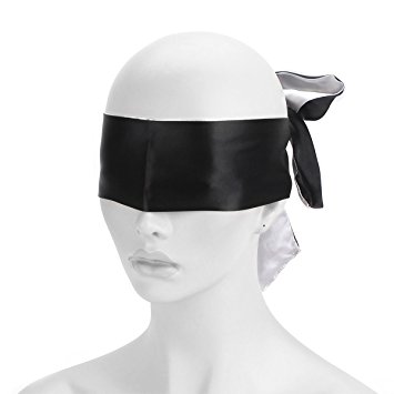 AKStore Satin Blindfold Soft Eye Mask Band Blinder Comfortable Sleep Masks(Black-White)