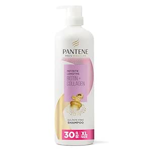 Pantene Infinite Lengths Shampoo, Sulfate Free with Biotin + Collagen, Strengthens Brittle Hair, Up to 90% Less Breakage, Safe for Color Treated Hair, Pro-V Miracles, Floral Scent, 30 Fl Oz