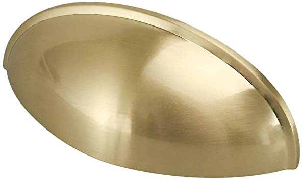 15 Pack | 3'' Cabinet Handles Cup Handles for Cabinets - LS0313BB76 Brushed Brass Bin Cup Drawer Handle Pull Handles for Kitchen Cabinets Pull 3 inch Hole Center