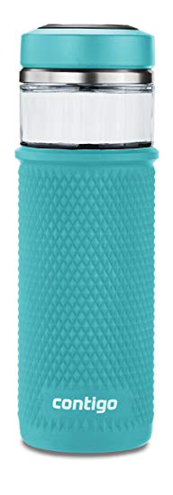 Contigo Glass Water Bottle with a Quick-Twist Lid, 20 oz, Juniper