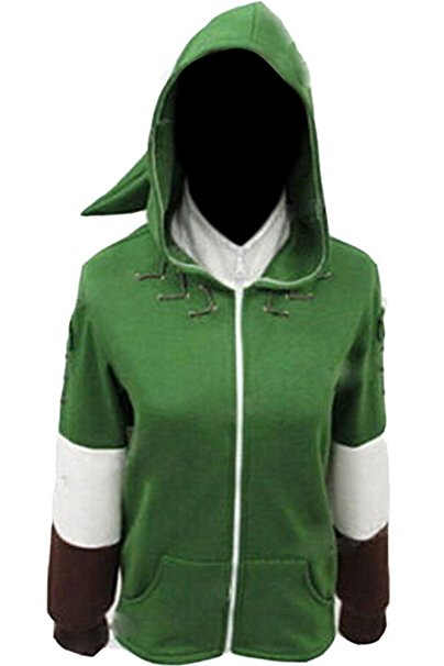 CosplaySky The Legend of Zelda Hoodie Link Costume Zipper Coat Hyrule Jacket