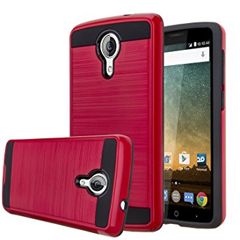 ZTE N817 Case, ZTE Uhura/ Ultra/ Quest Case, Aomax@ Hard Silicone Rubber Hybrid Armor Shockproof Protective Holster Cover Case For ZTE N817 (VLS ARMOR Red)