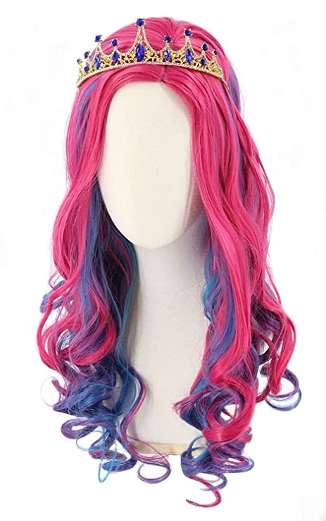 Topcosplay Kids Girls Wig Pink Blue Long Wavy Halloween Costume Party Wigs (Kids)