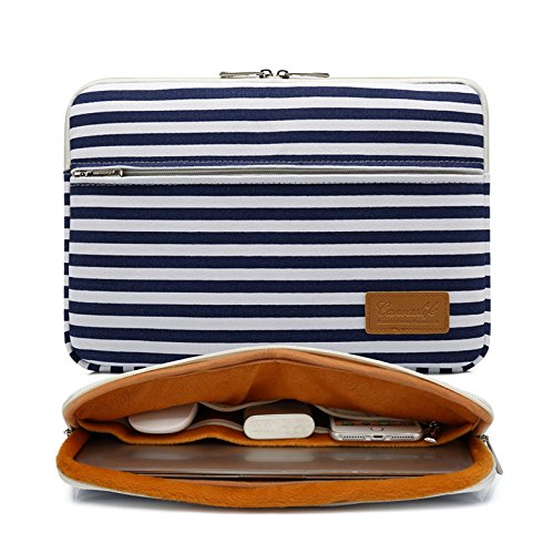 Canvaslife Breton Stripe pattern 360 degree protective 13 inch Canvas laptop sleeve with Pocket 13 Inch 13.3 Inch Laptop Case