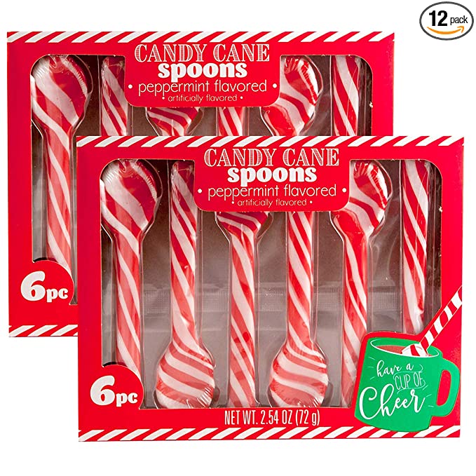 12 Pack - Edible Peppermint Candy Cane Spoons