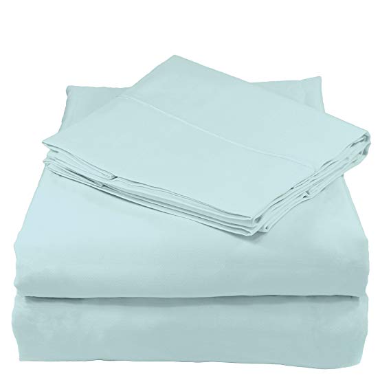 Whisper Organics 100% Organic Cotton Sheet Set, 300 Thread Count - GOTS Certified (King, Ocean Blue)