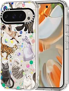 MOSNOVO Case for Google Pixel 9 Pro XL, [Buffertech 6.6ft Military-Grade Drop Protection] [Anti Peel Off Tech] Clear TPU Bumper Phone Case Cover Design - Space Cat