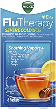 Vicks Flutherapy Severe Cold and Flu, Daytime, Hot Drink, Soothing Vapors, Relieves Nasal Congestion, 6 Count