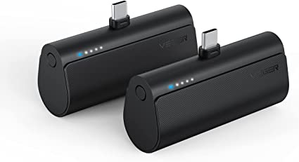 VEGER 2 Packs of USB C Portable Chargers, 5000mAh Mini Portable Android Chargers Fast Charge Cordless Battery Pack for Samsung Galaxy S22, S21, S20, S10, S9, S8, Pixel, Moto, LG, Oculus Quest, Android