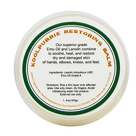 Koolpurrie Emu Oil and Lanolin Balm Cracked Skin Repair Balm, Multi-Purpose Dry Skin Balm, Intense Repair Treatment For Cracked Heels, Dry Cracked Hands, Finger and Elbow Treatment